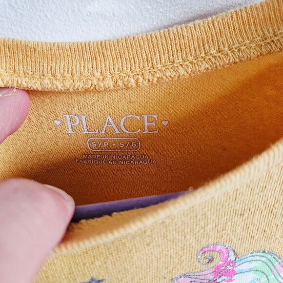 Children's Place Girls Size S 5/6 Unicorn Graphic Tee Shirt Yellow Whimsical - Picture 6 of 6